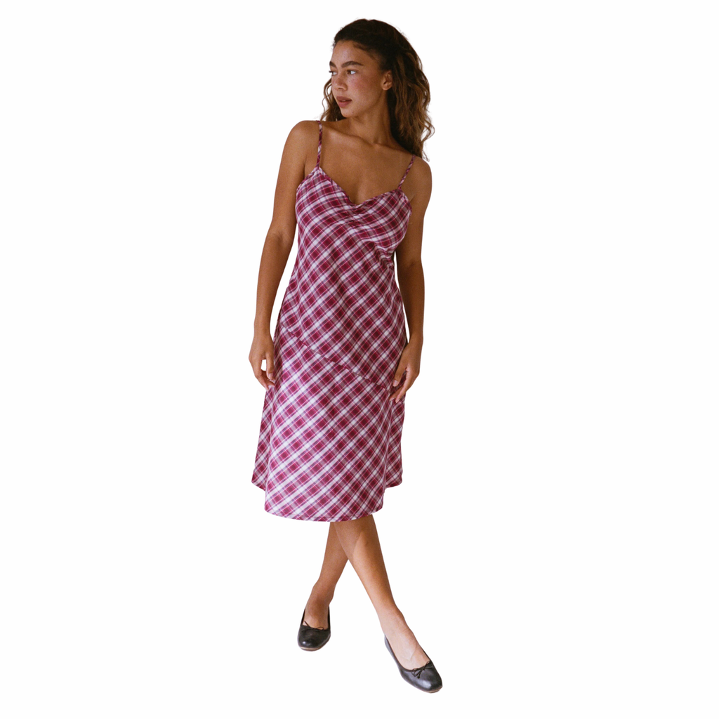 90'S BIAS SLIP DRESS IN AZALEA