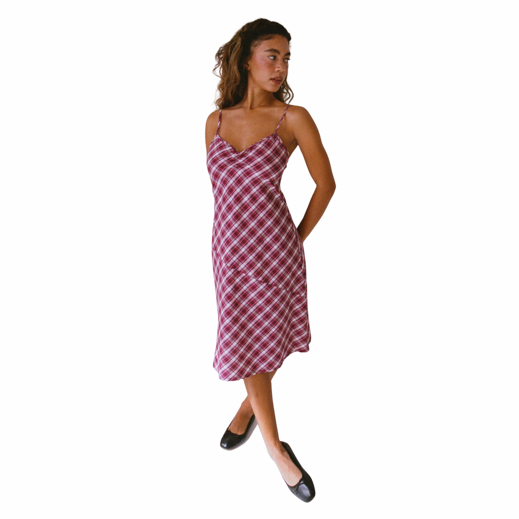 90'S BIAS SLIP DRESS IN AZALEA
