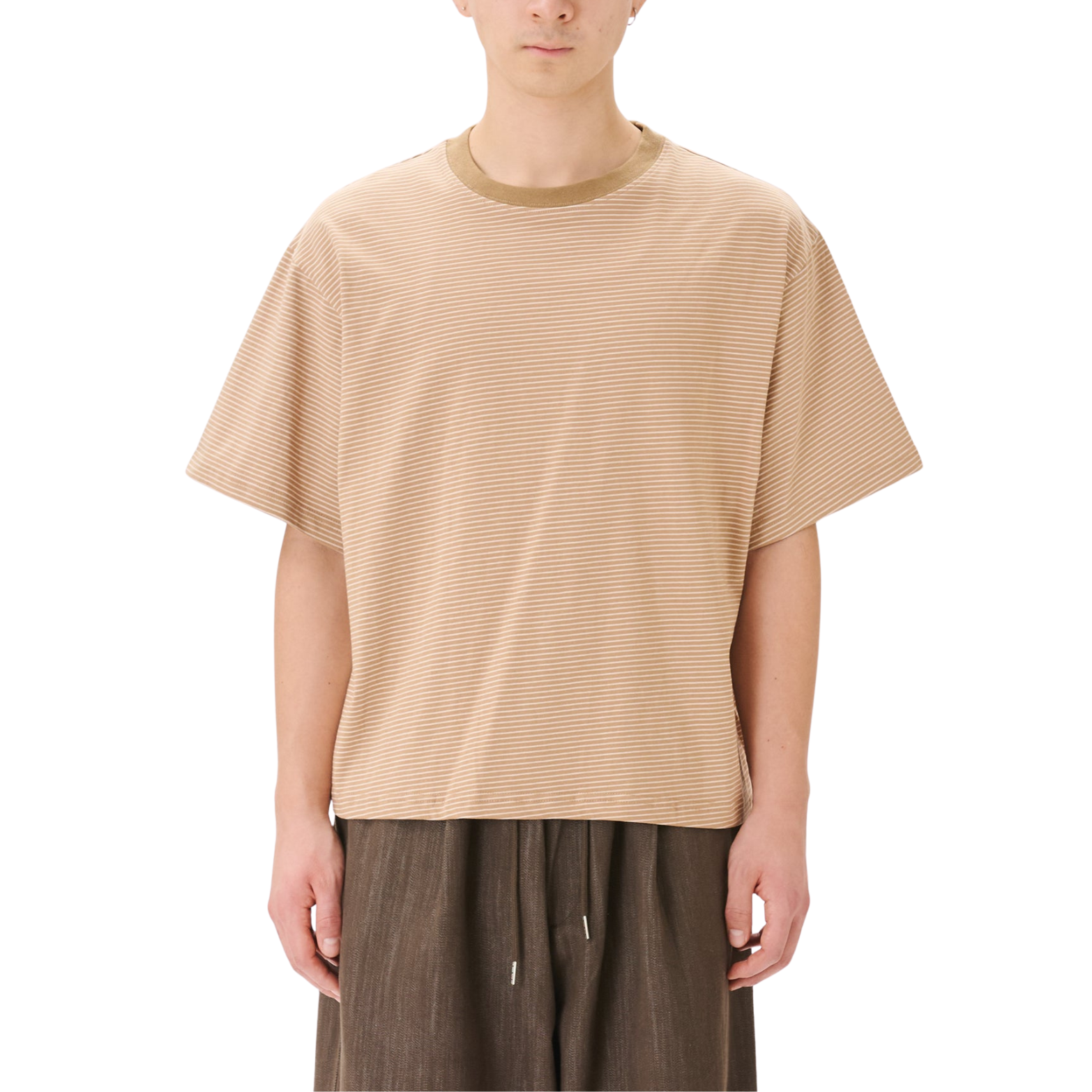 Signature Cropped Tee - BROWN STRIPE