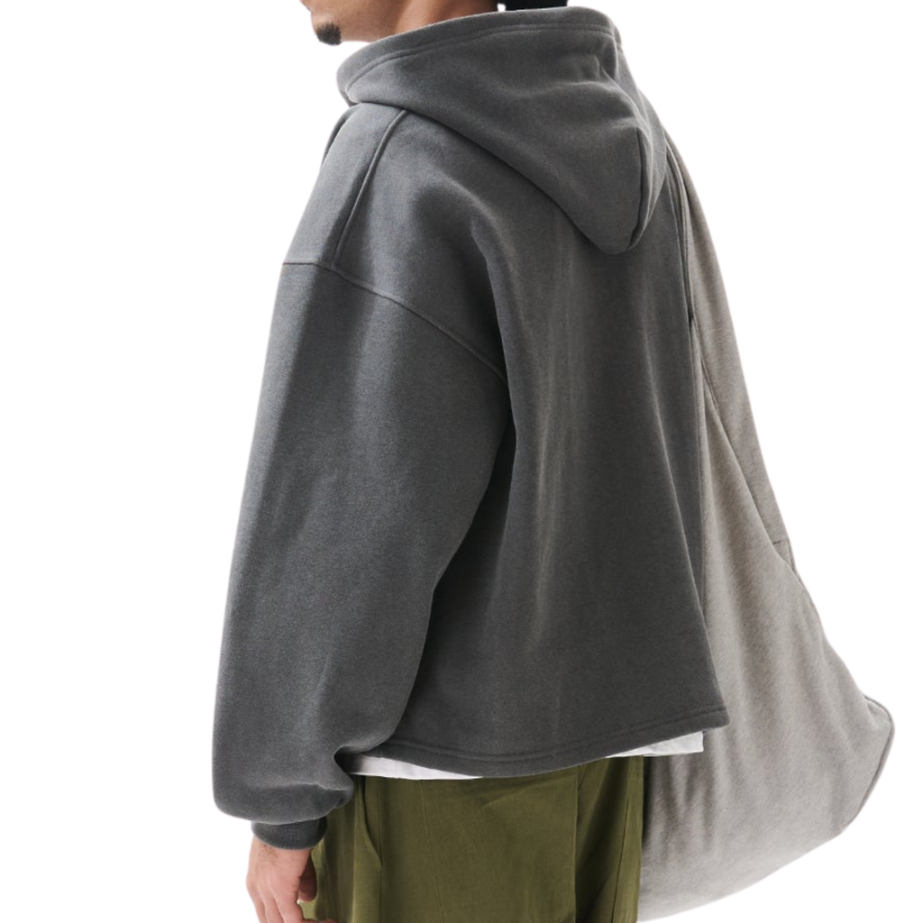 Boxy Zip-up Hoodie - CHARCOAL