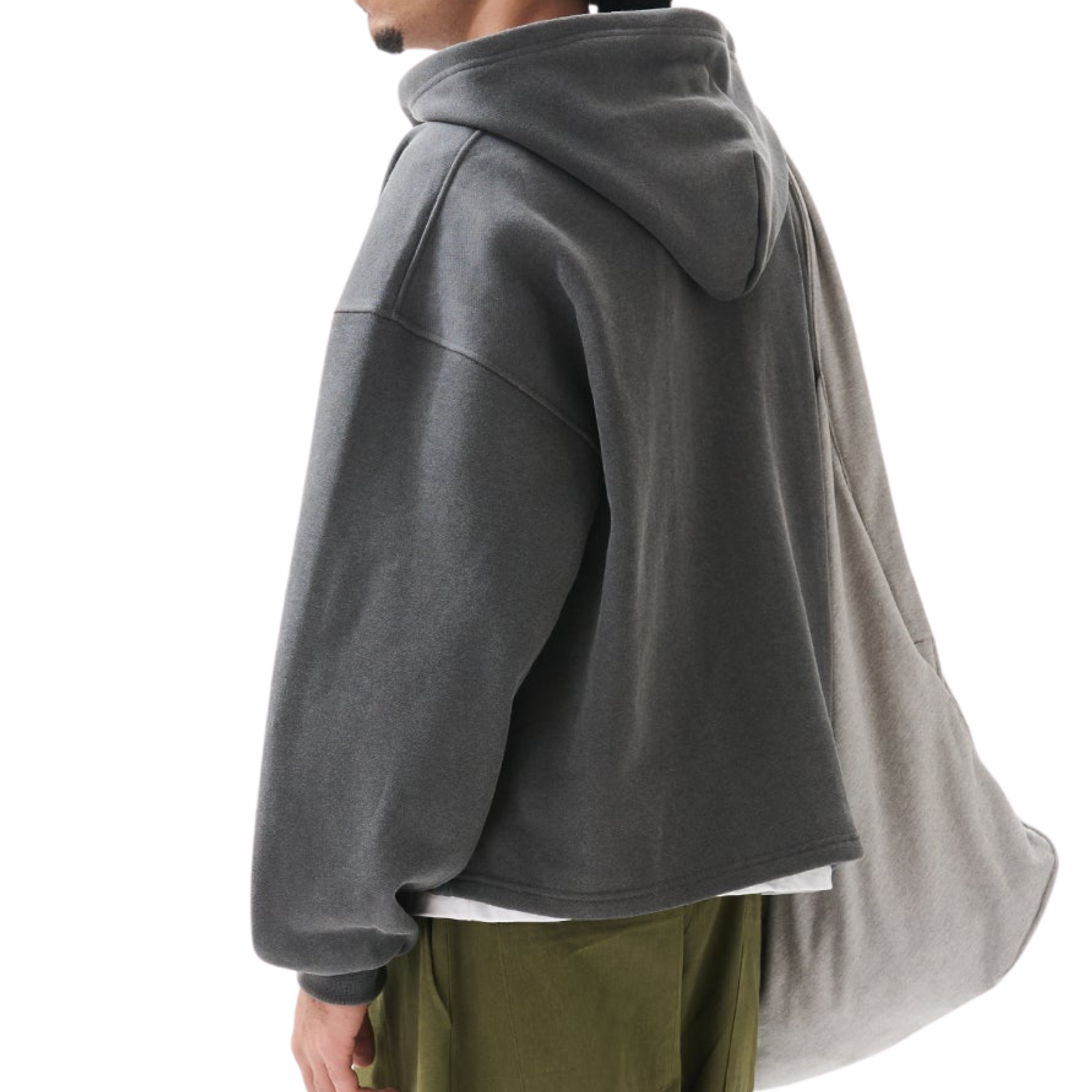 Boxy Zip-up Hoodie - CHARCOAL