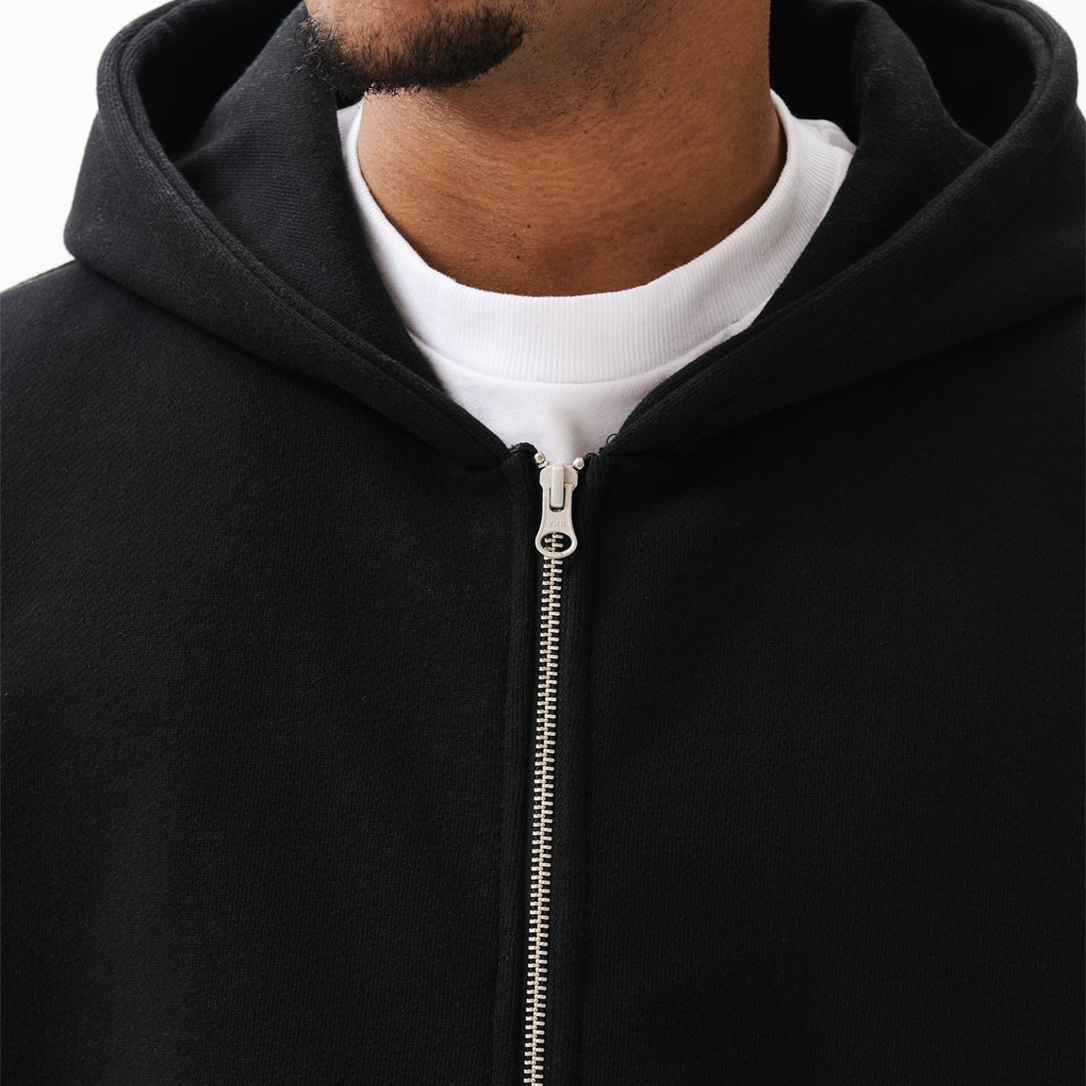 Boxy Zip-up Hoodie - BLACK