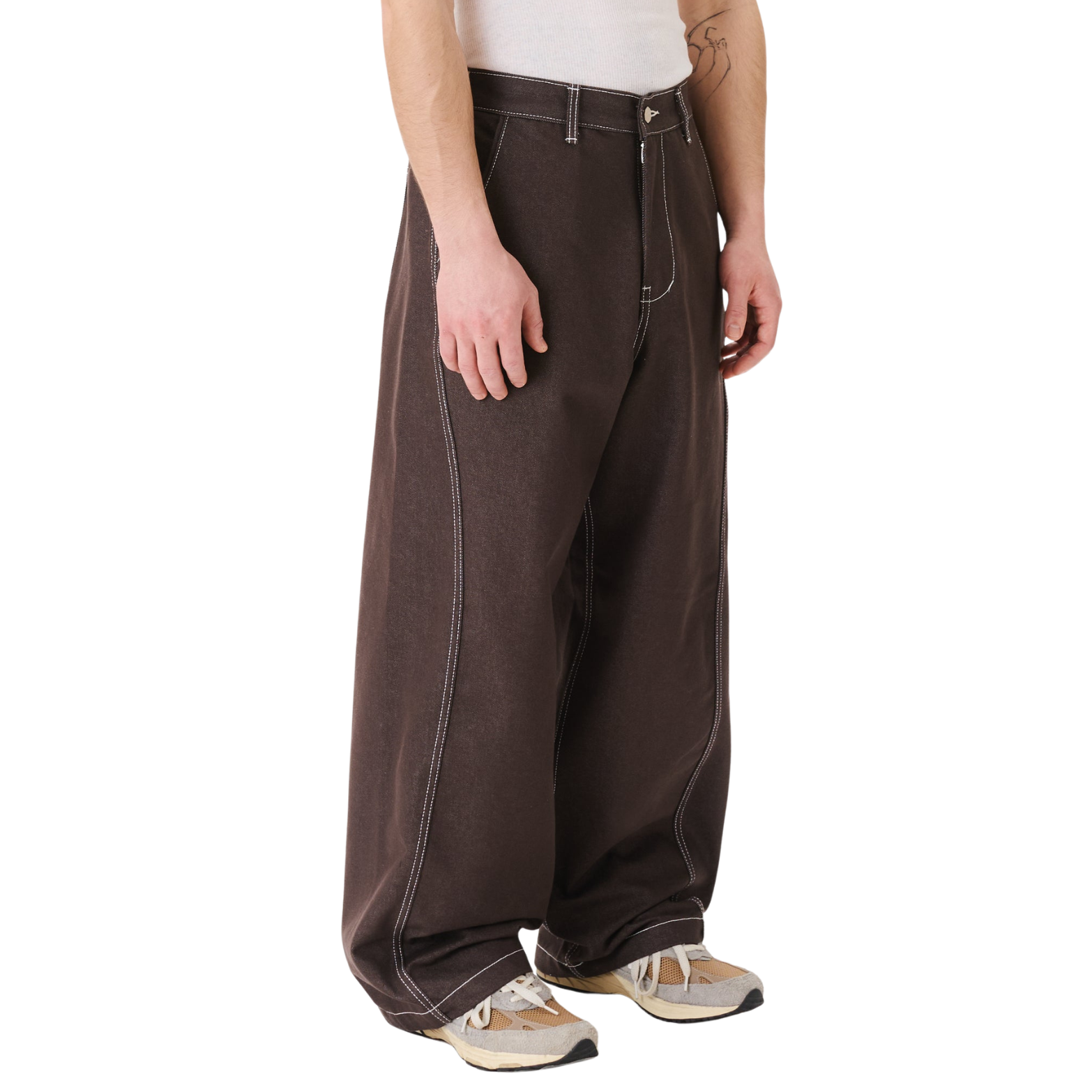 Raw Denim In-stitch Jeans - BROWN