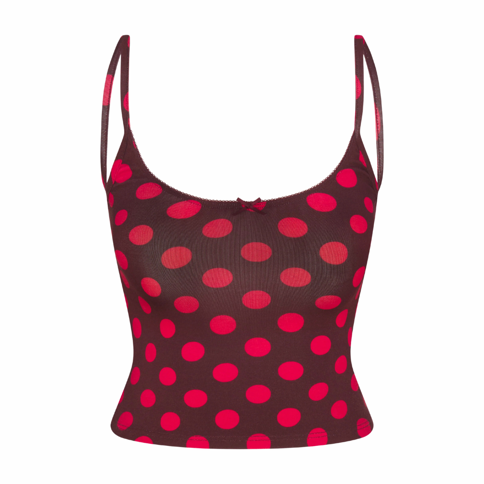 SCOOP BACK CAMI IN SCARLET DOT