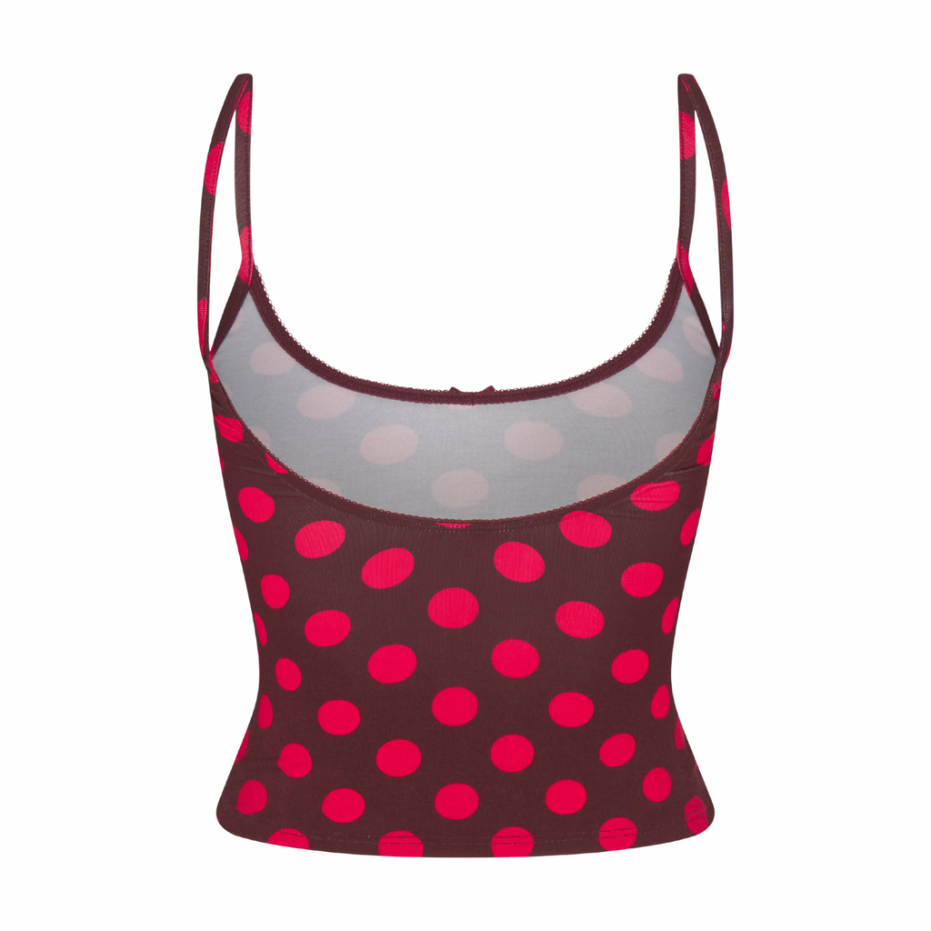 SCOOP BACK CAMI IN SCARLET DOT
