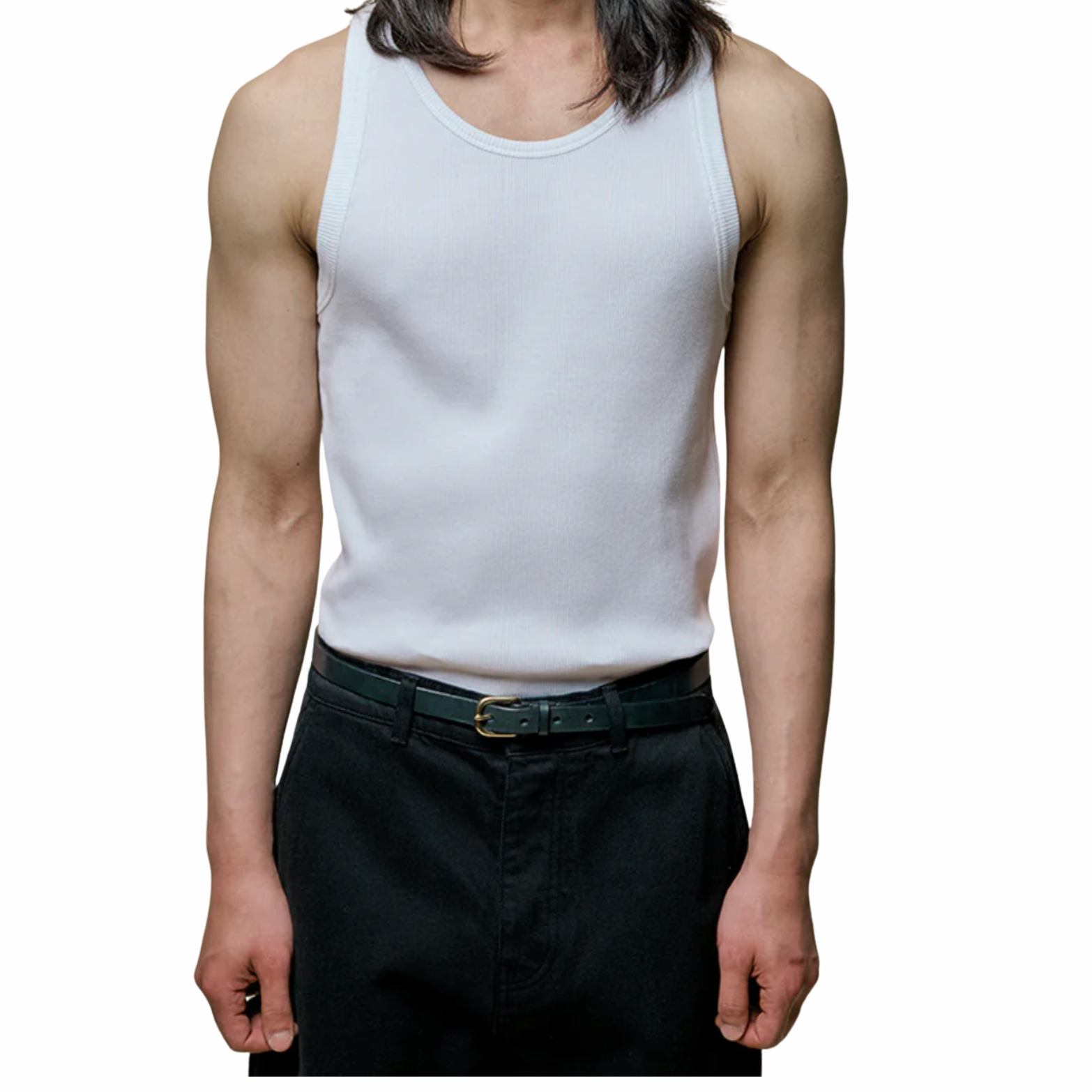 Iconic Ribbed Cotton Tank Top - WHITE