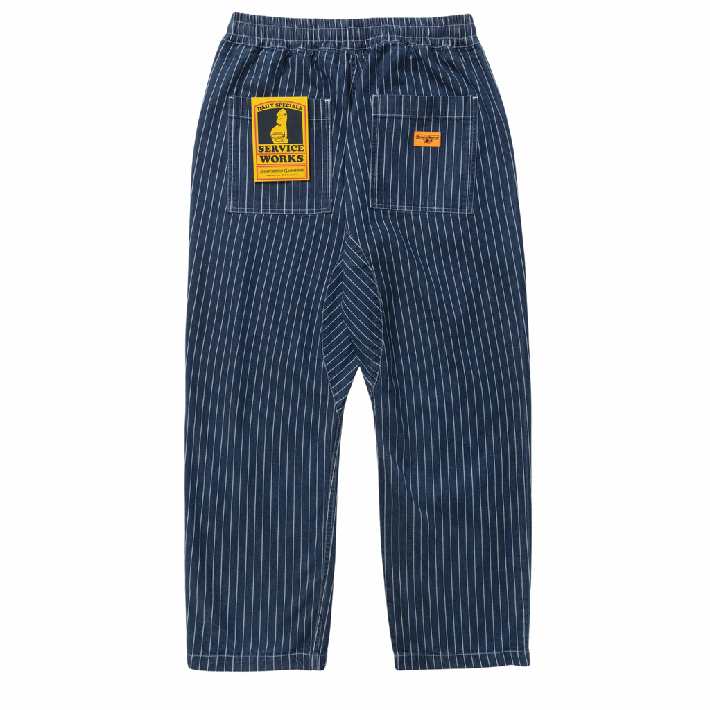 Pinstripe Denim Chef Pants - Indigo