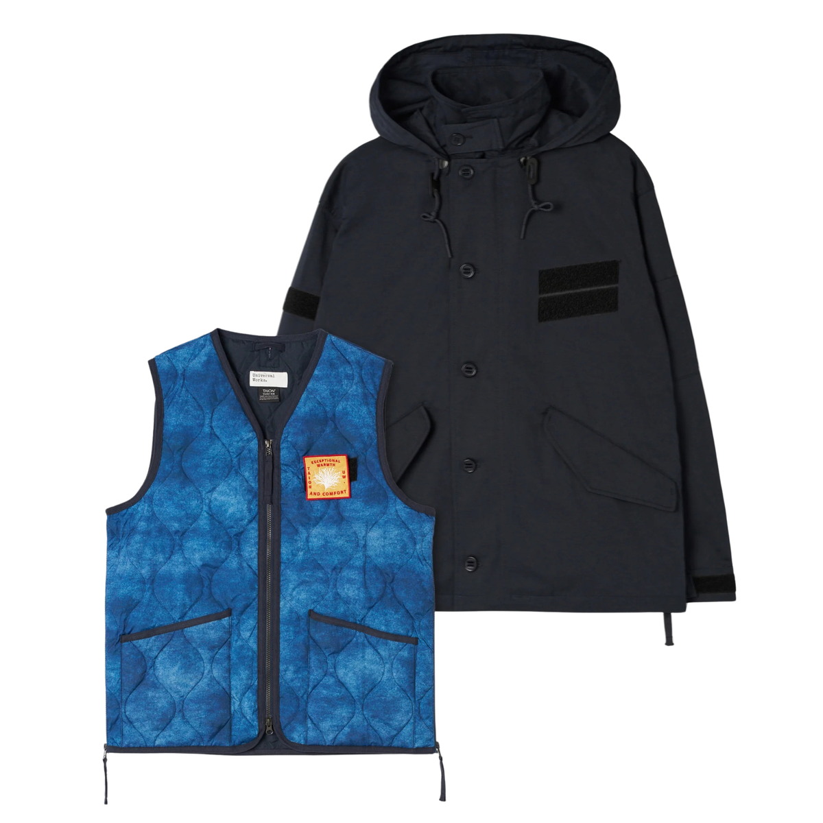 TAION x Universal Works Black/Cloud Camo Twill Down RAF Jacket
