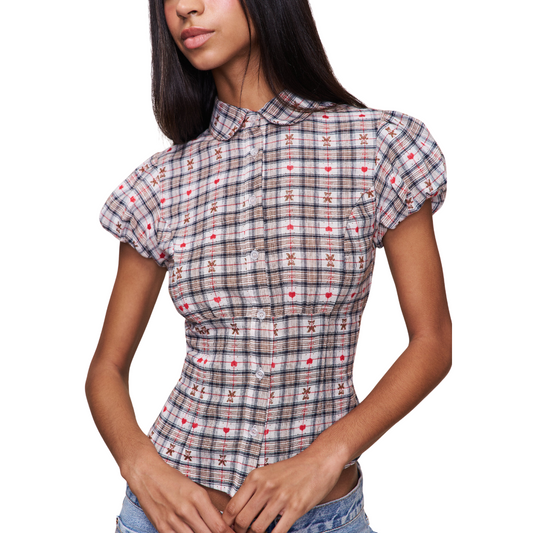 LIANA PLAID TOP - BEAR PLAID