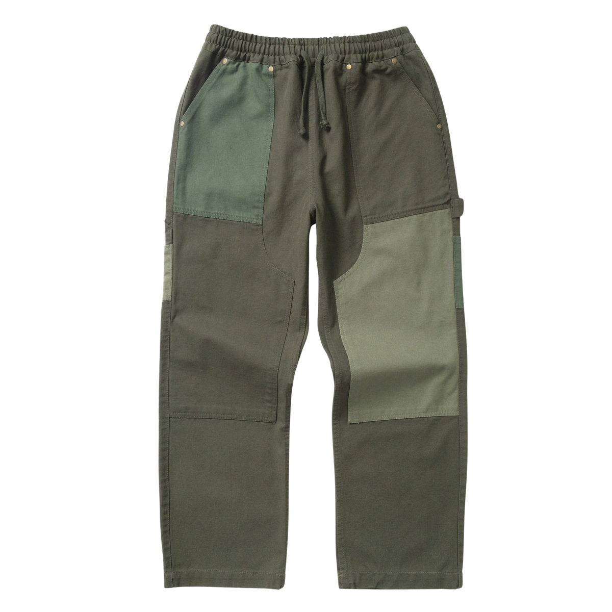 Patchwork Utility Chef Pants - Green