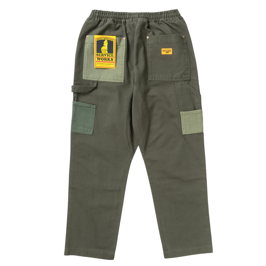 Patchwork Utility Chef Pants - Green