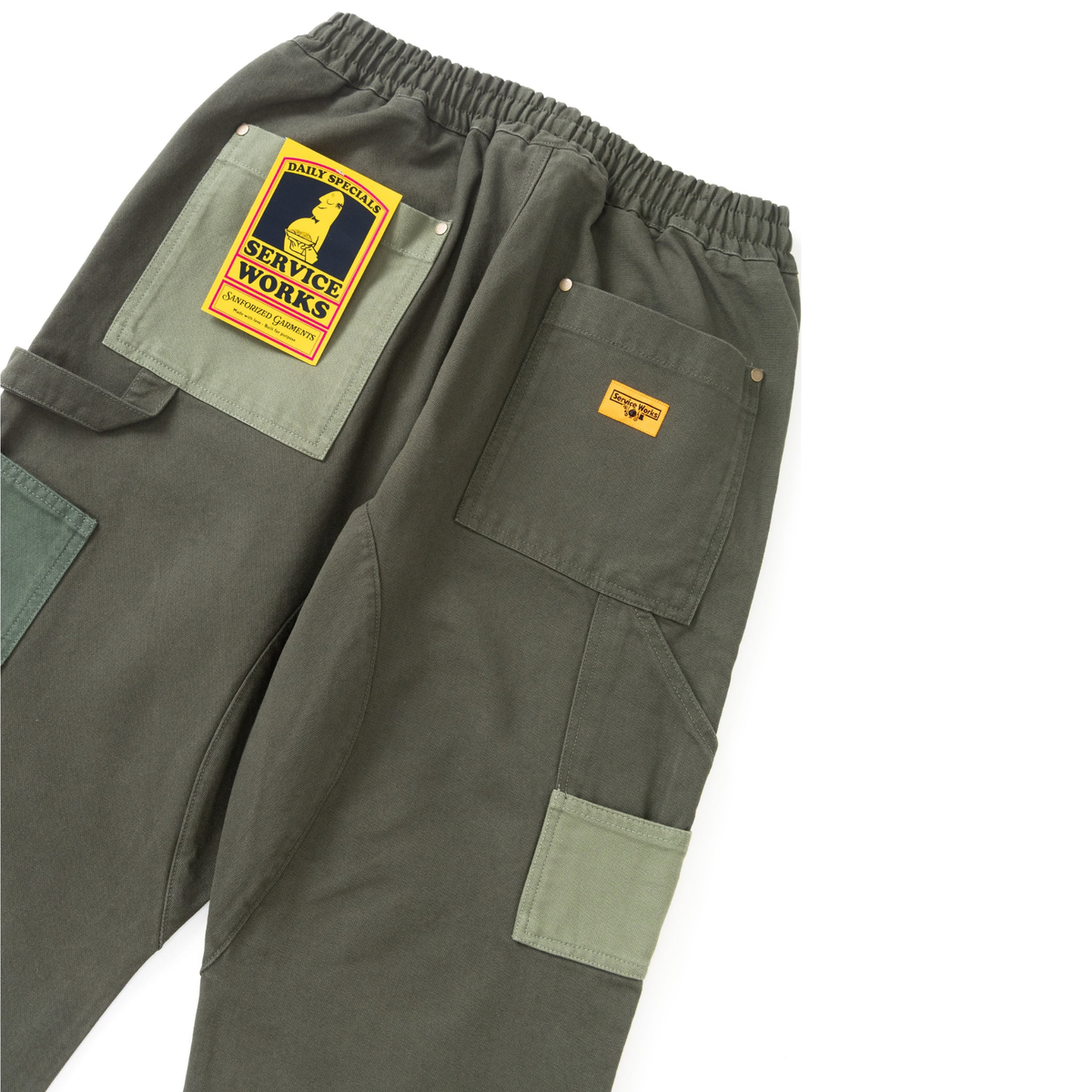 Patchwork Utility Chef Pants - Green