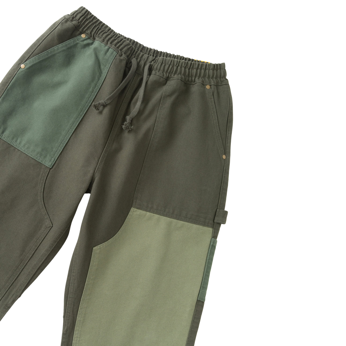 Patchwork Utility Chef Pants - Green
