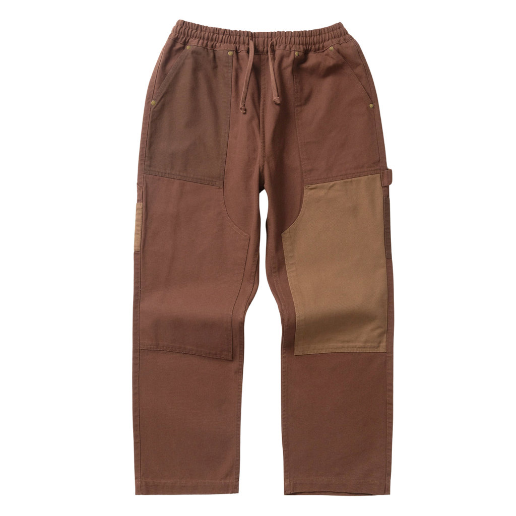 Patchwork Utility Chef Pants - Brown