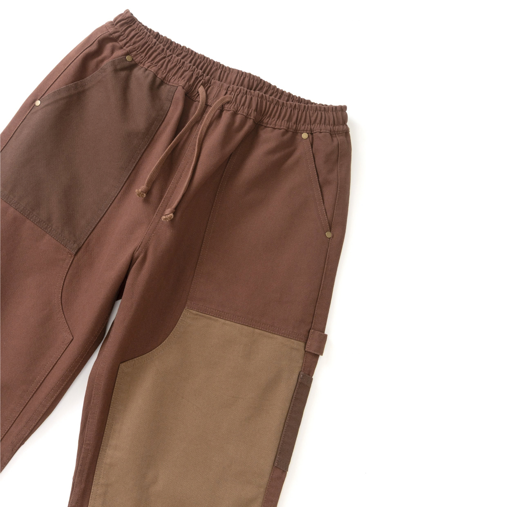 Patchwork Utility Chef Pants - Brown