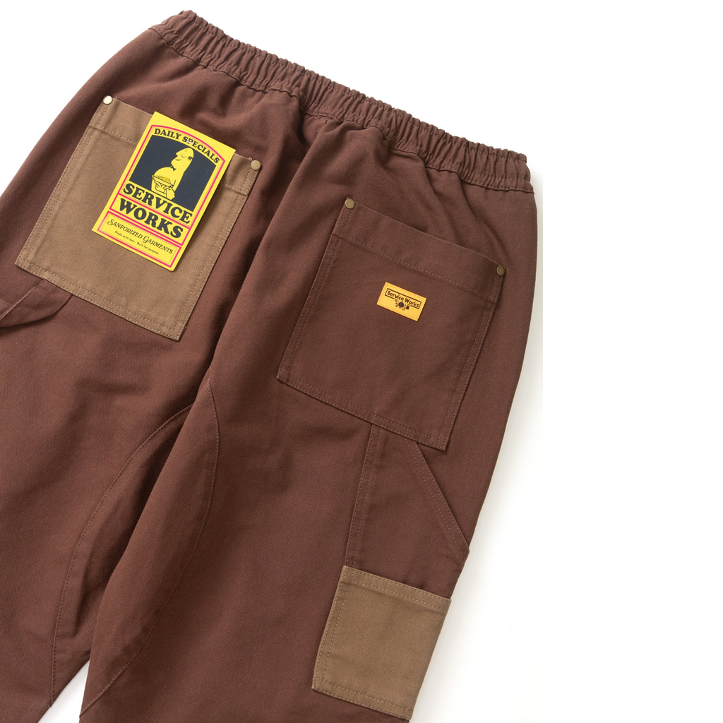 Patchwork Utility Chef Pants - Brown