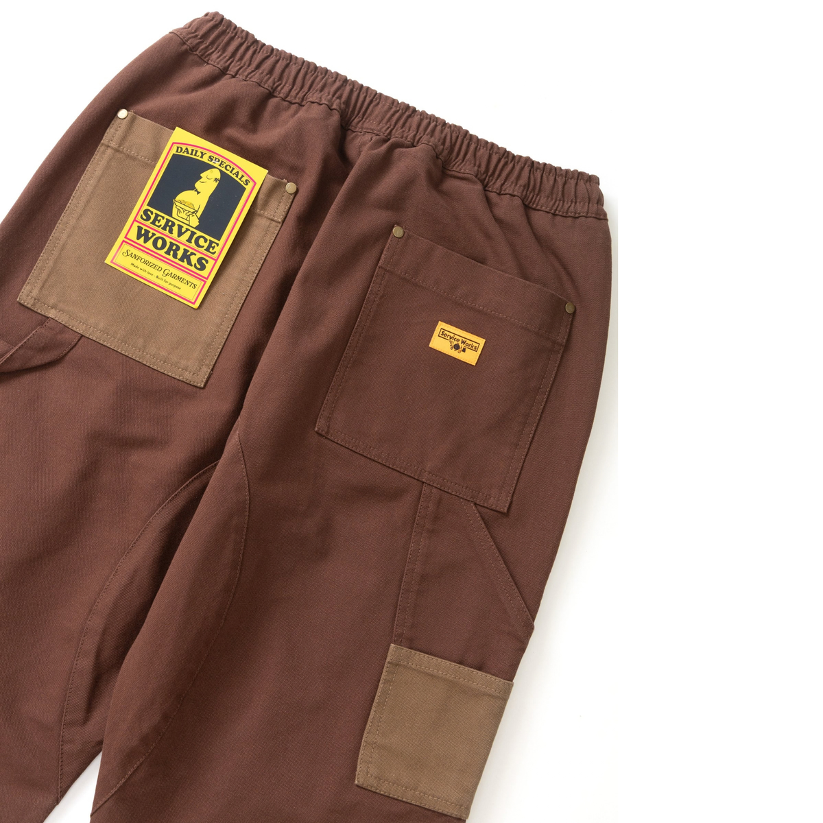Patchwork Utility Chef Pants - Brown