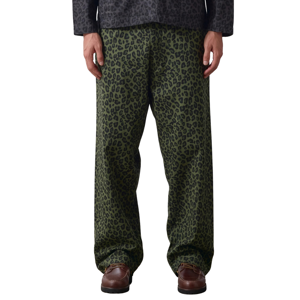 Patterned Easy Chef Pants - Green Leopard