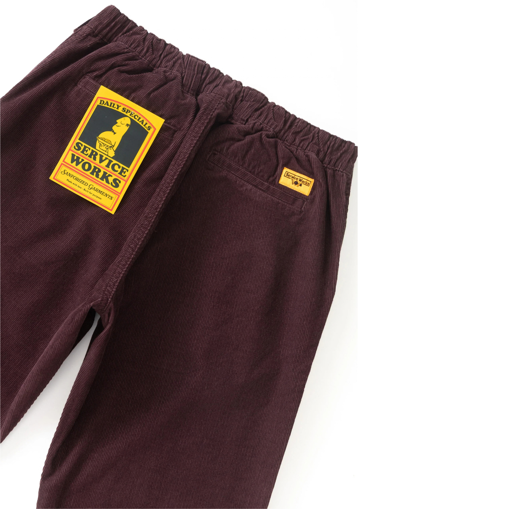Fine Cord Waiter Pants - Burgundy