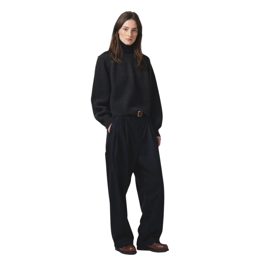 EXTRA WIDE PLEATED CARPENTER PANTS - INKT