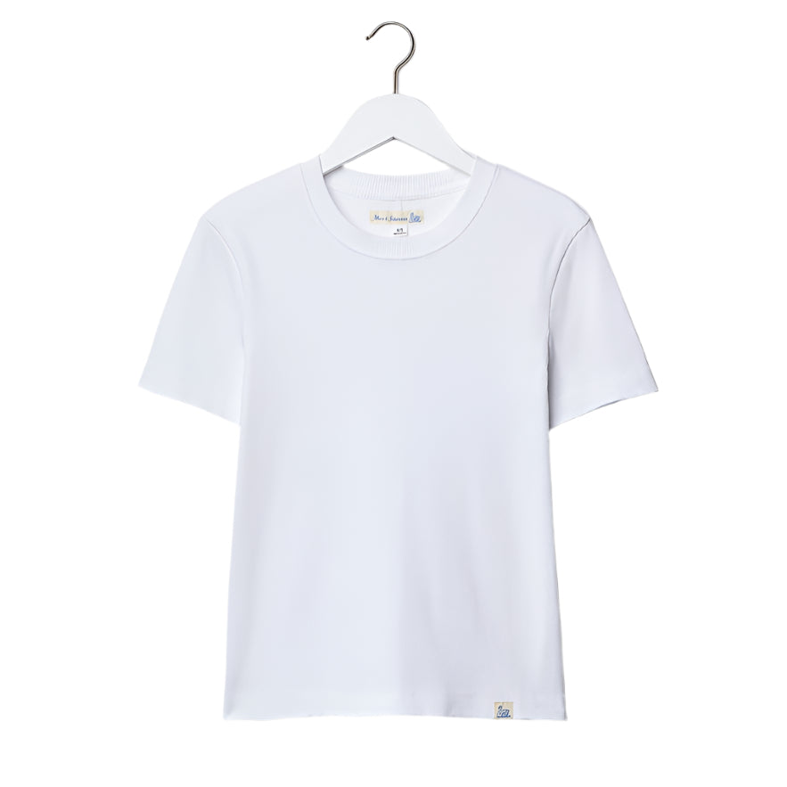 WRIBTEE01 women's ribbed T-shirt, organic cotton, 7,2oz/sq.yd., narrow fit - 01 WHITE