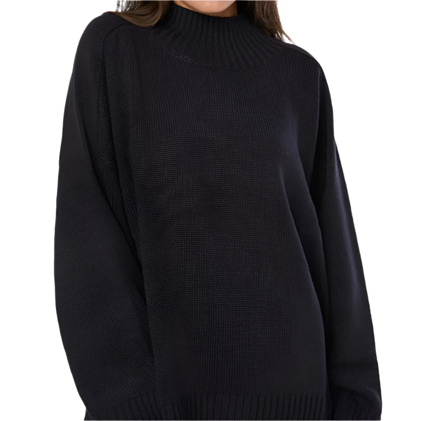 Oversized Funnel Neck Sweater - NAVY