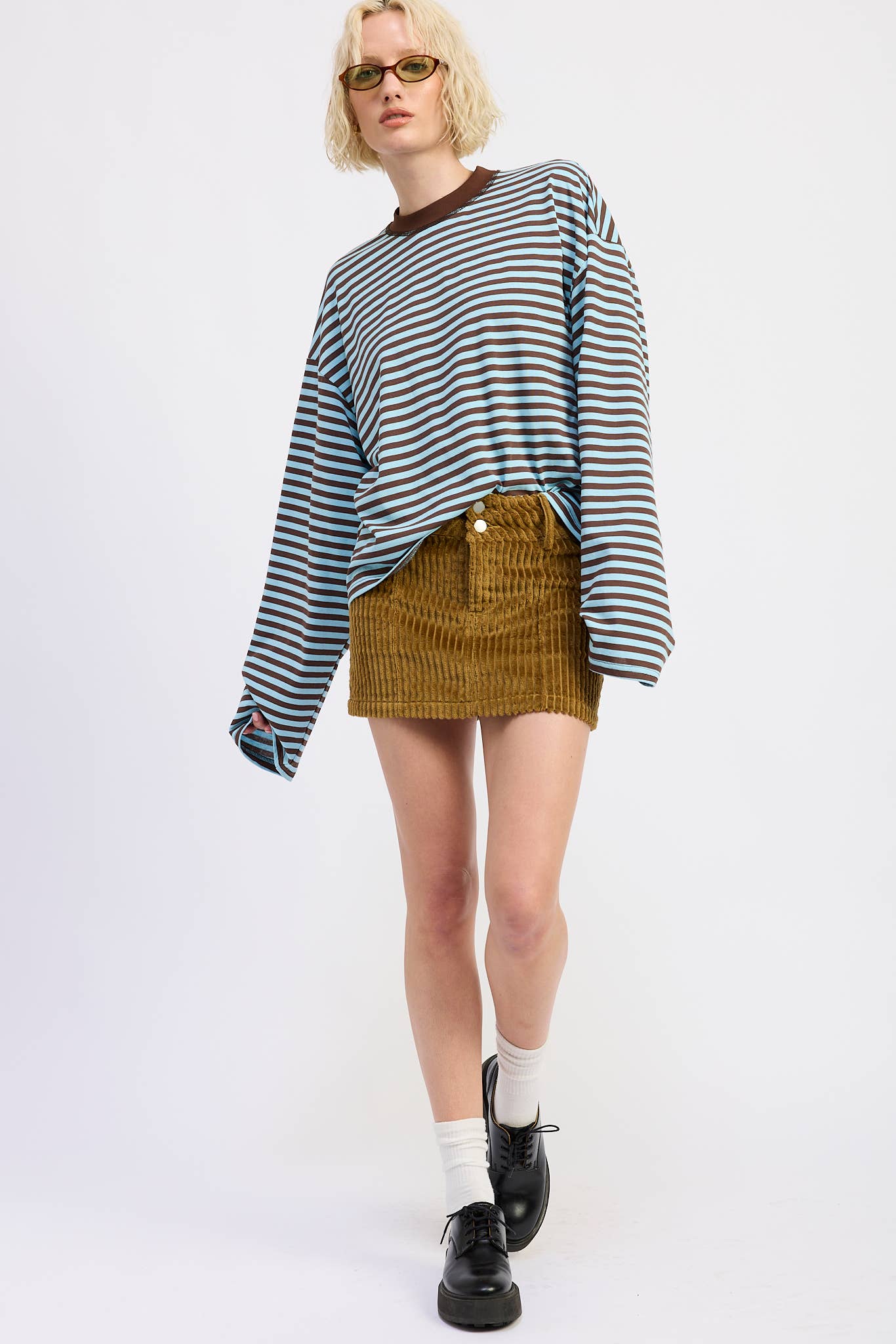 OVERSIZED STRIPED BASIC TOP