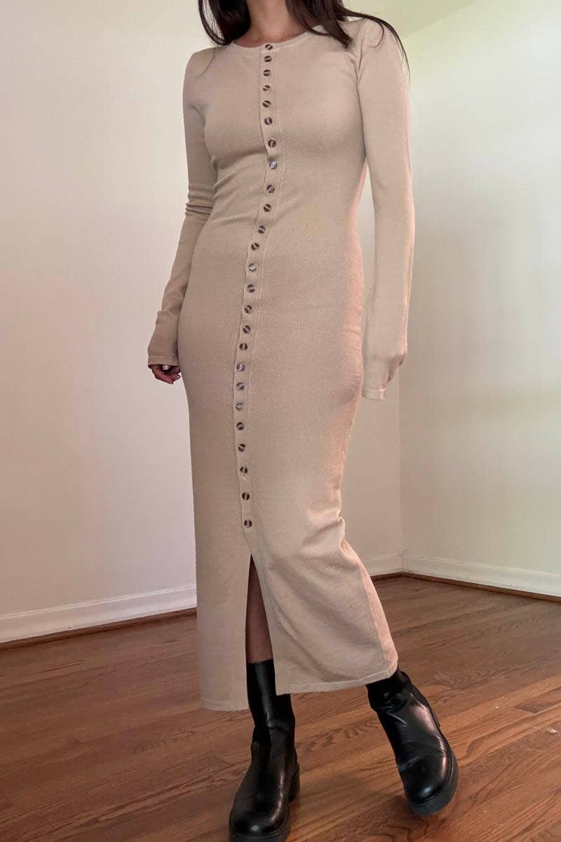 Boat Neck Sweater Maxi Dress