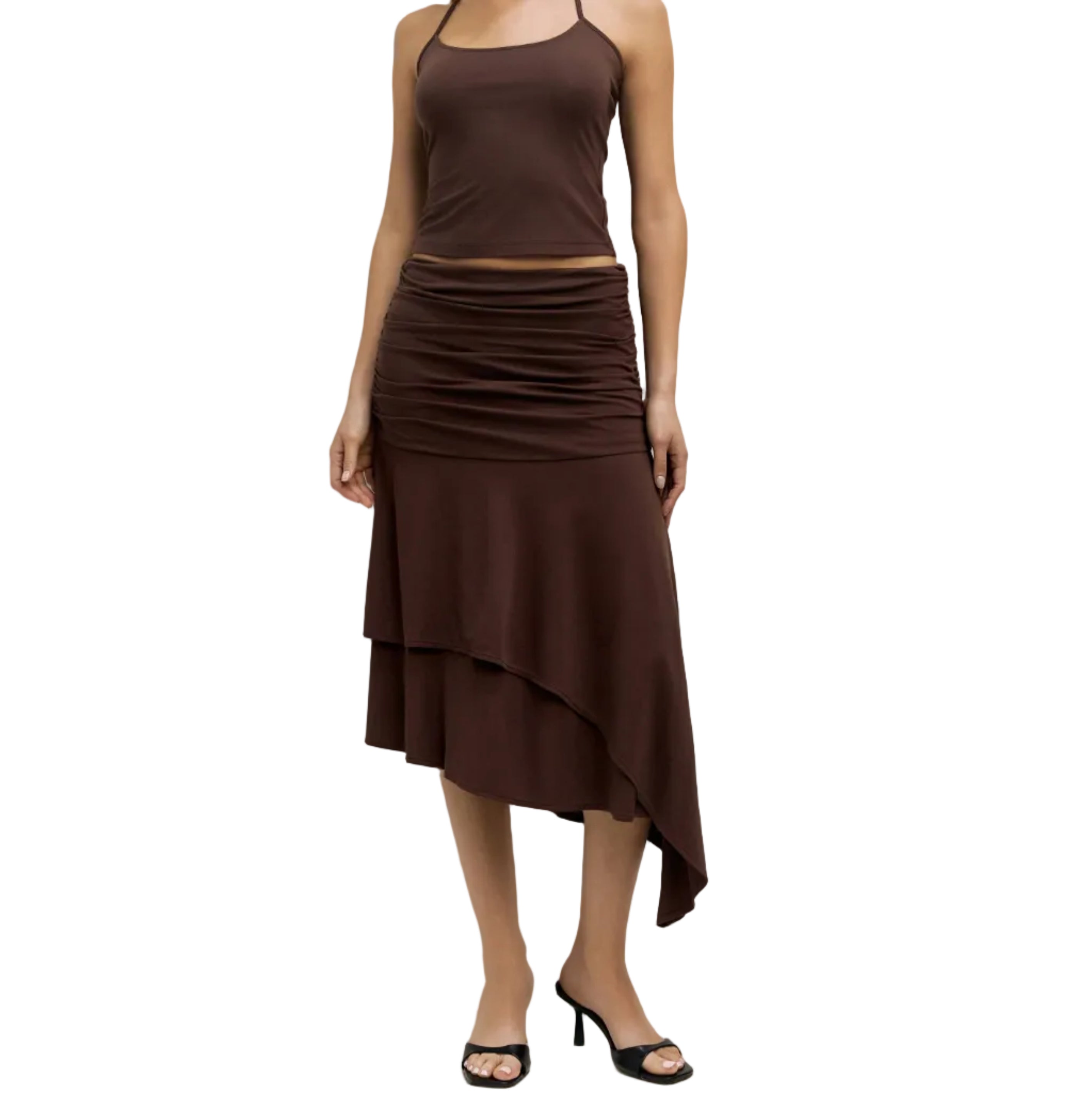 The Crystal Skirt | Ruched Asymmetrical Knit Skirt