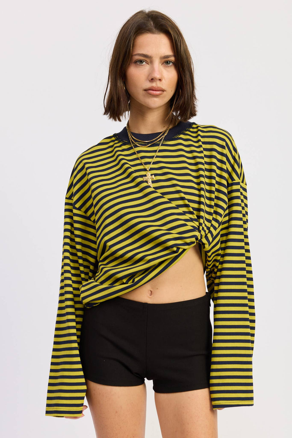 OVERSIZED STRIPED BASIC TOP