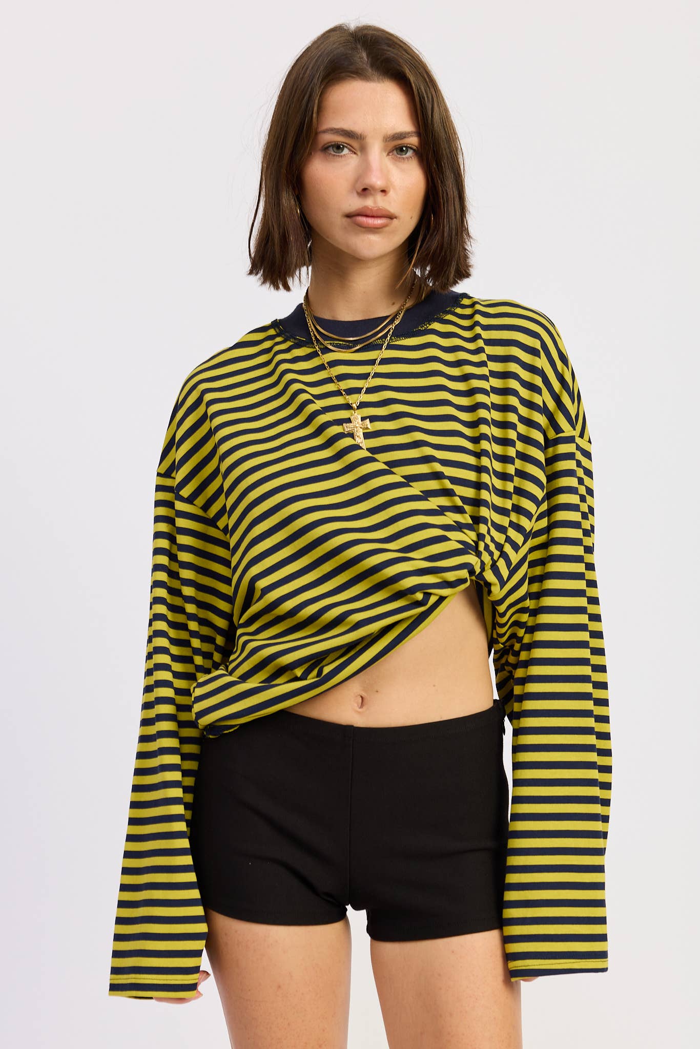 OVERSIZED STRIPED BASIC TOP