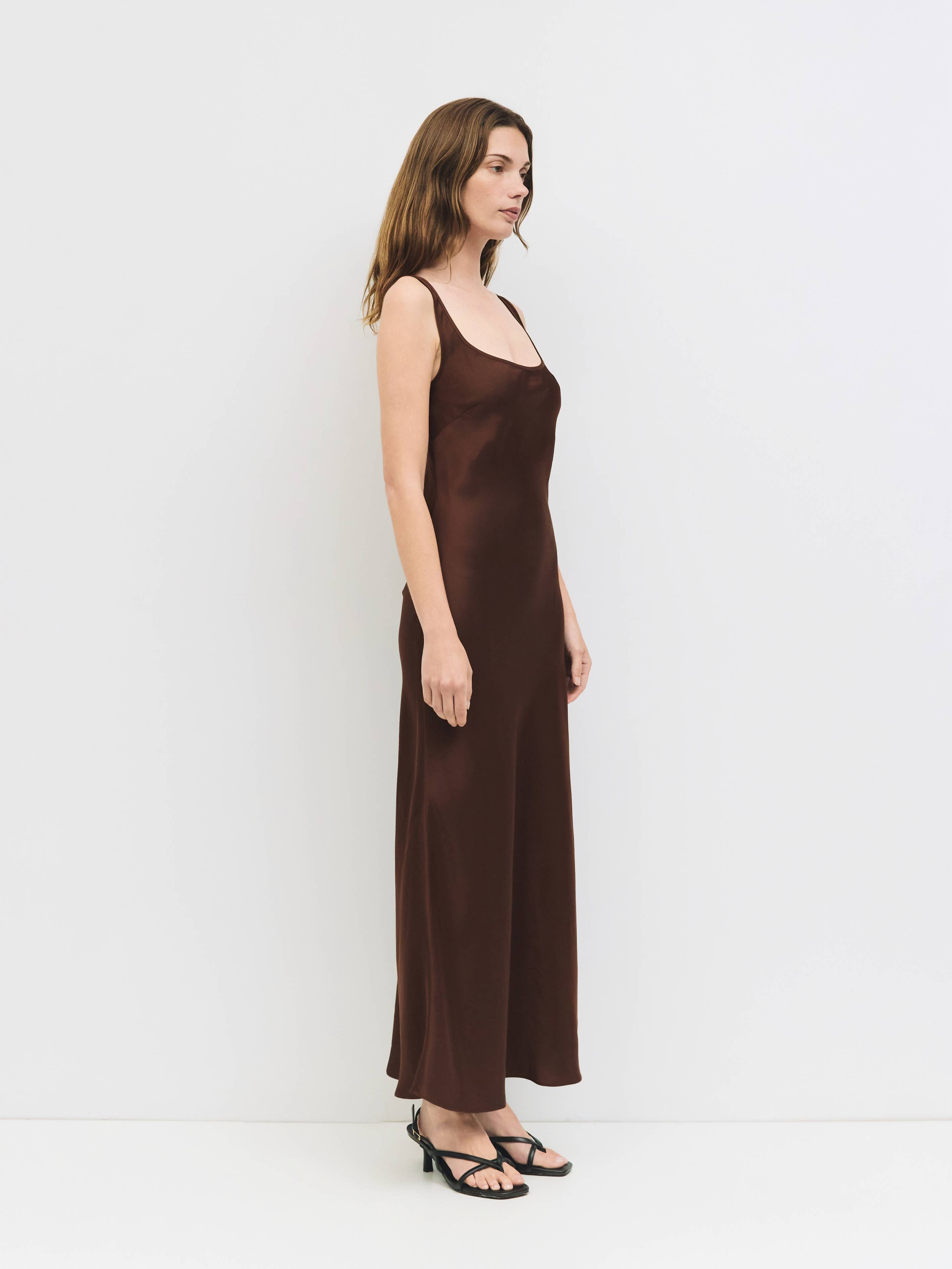 The Saylor Dress | Satin Midi Slip Dress