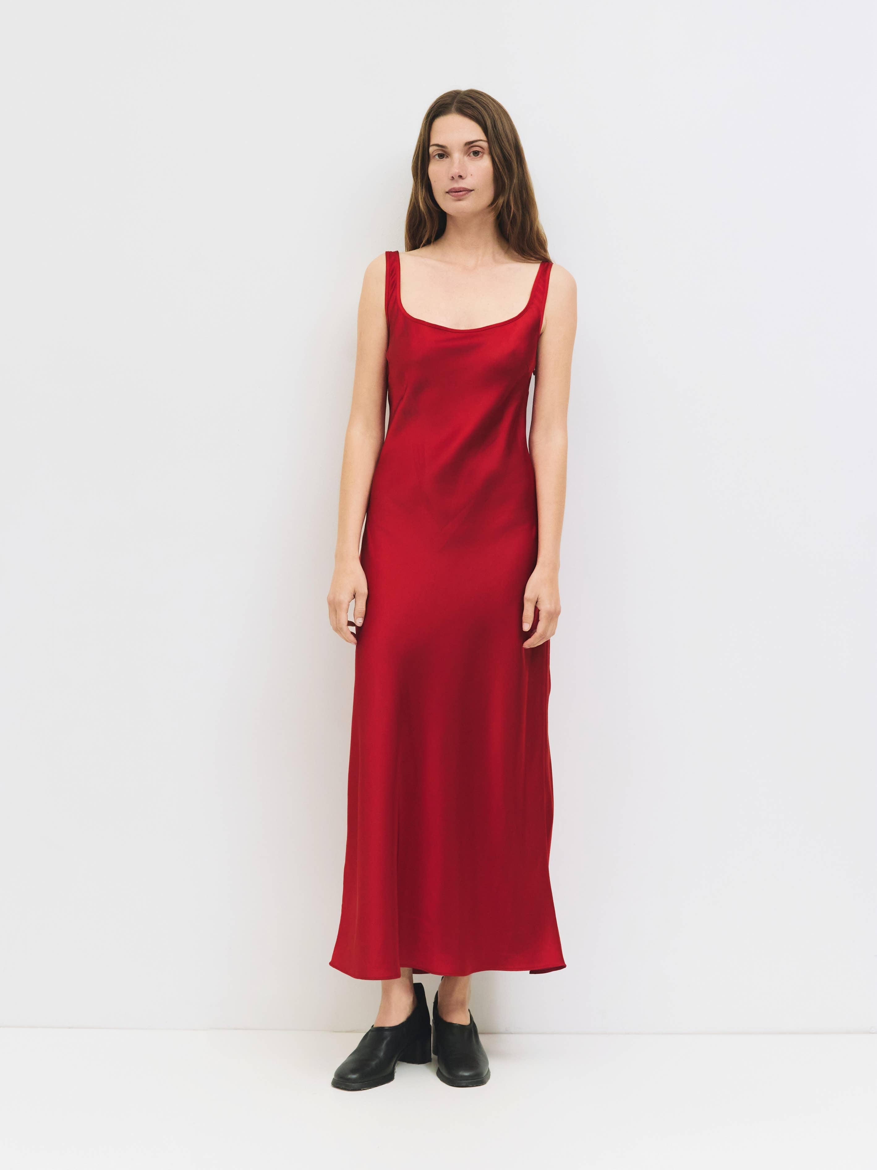 The Saylor Dress | Satin Midi Slip Dress