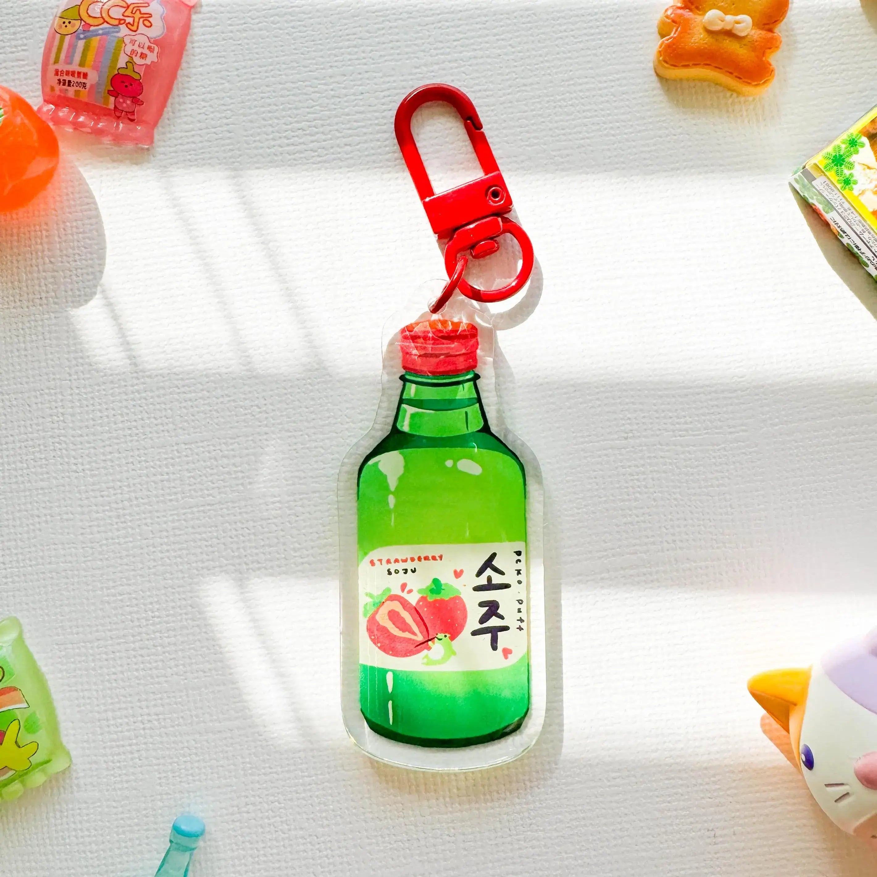 Strawberry Peach Green Grape Soju Acrylic Keychains