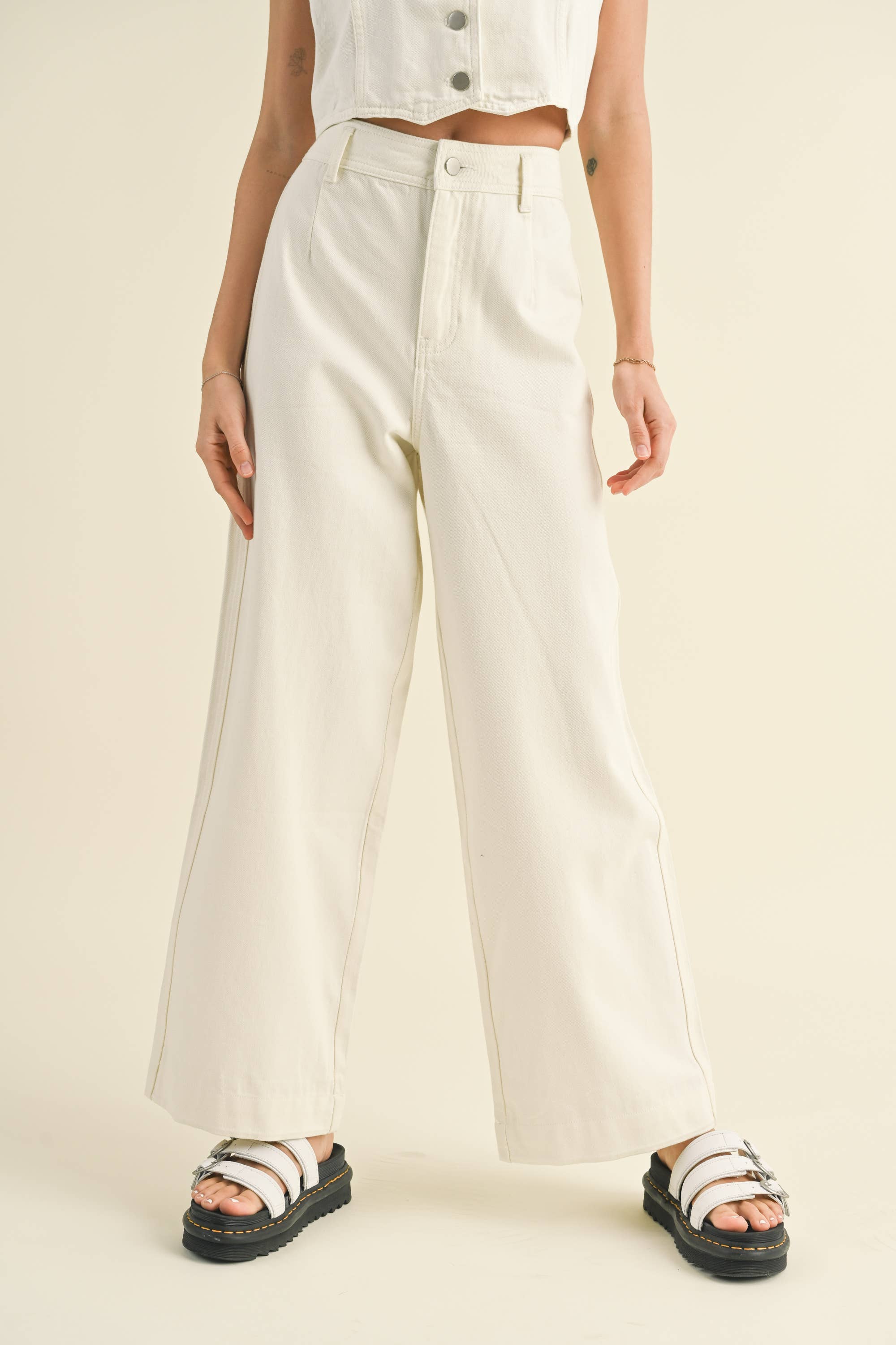 P2963ST  WASHED DENIM CROP PANTS