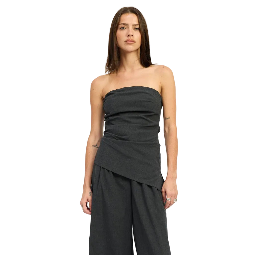ASYMMETRICAL BUSTIER TUBE TOP