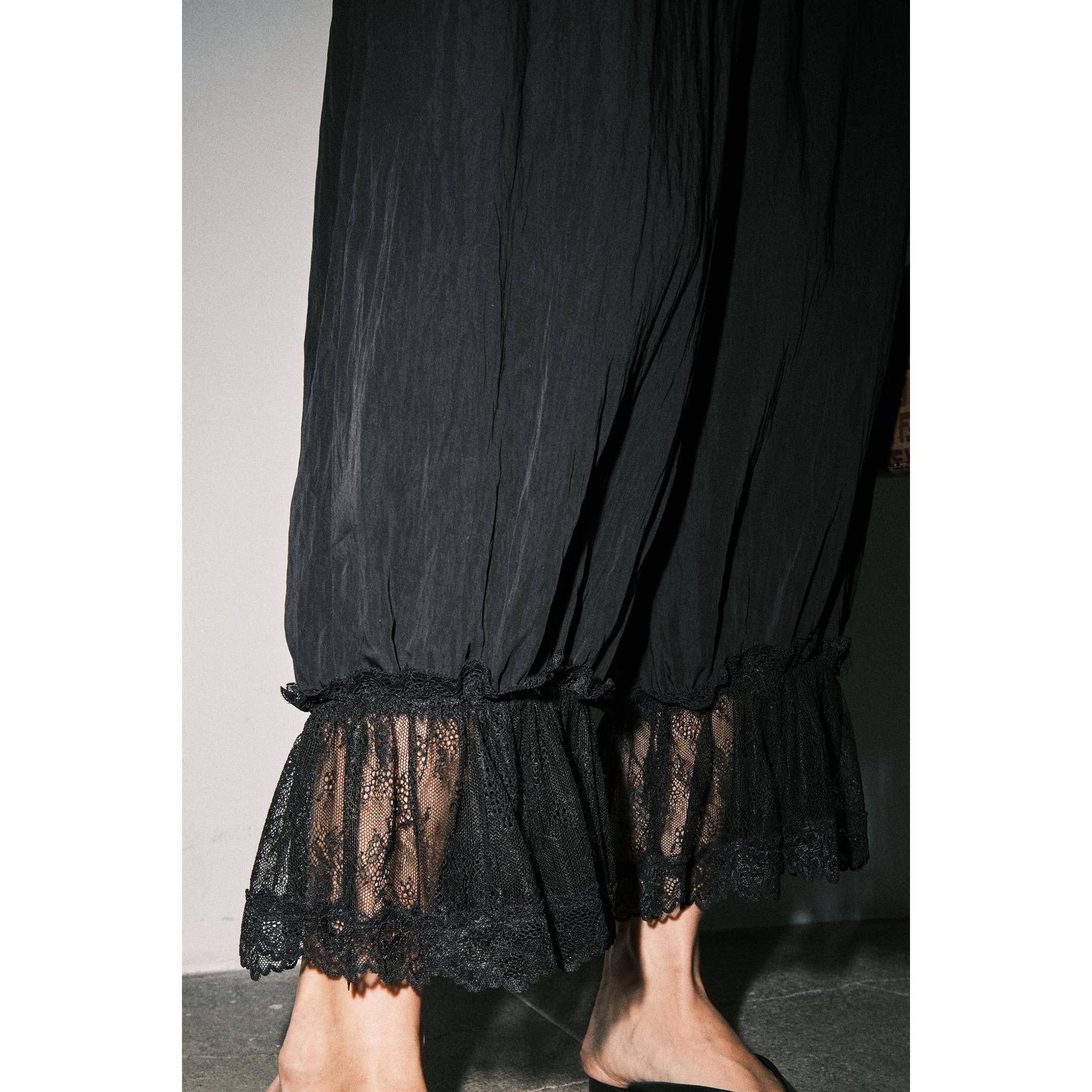 Spencer Crinkle Satin Lace-Trim Bloomer Pants