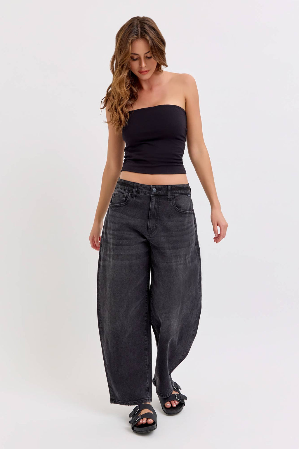Black Barrel Leg Jean [WV79529BR-BLK ]