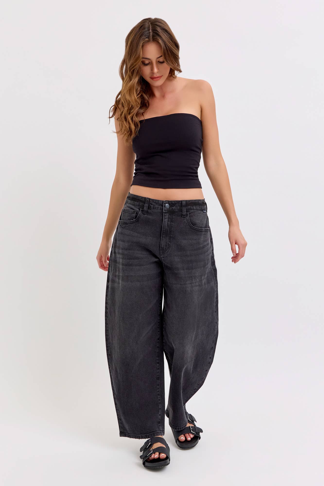 Black Barrel Leg Jean [WV79529BR-BLK ]
