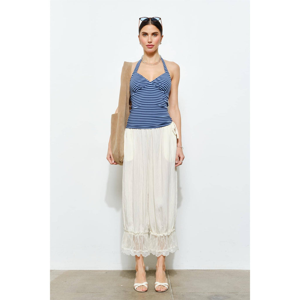 Spencer Crinkle Satin Lace-Trim Bloomer Pants