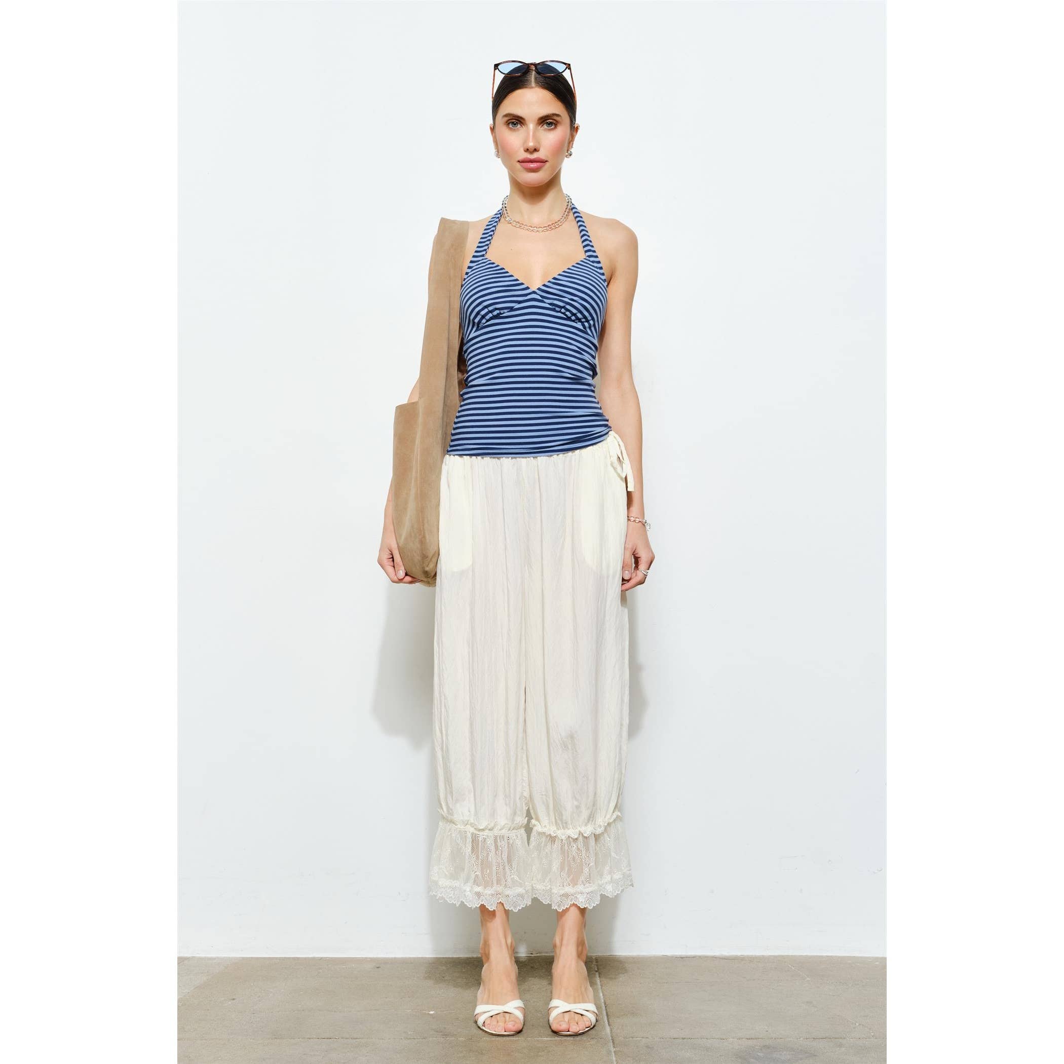 Spencer Crinkle Satin Lace-Trim Bloomer Pants