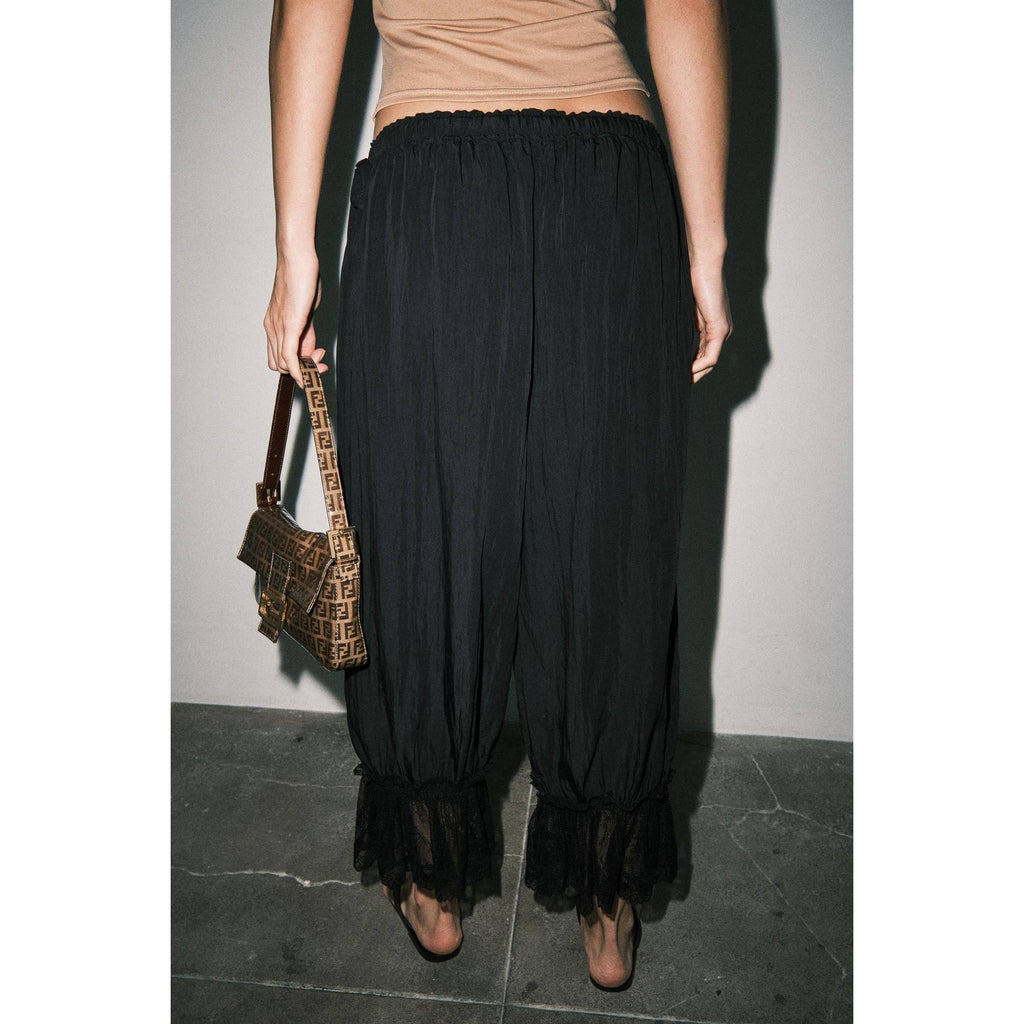 Spencer Crinkle Satin Lace-Trim Bloomer Pants