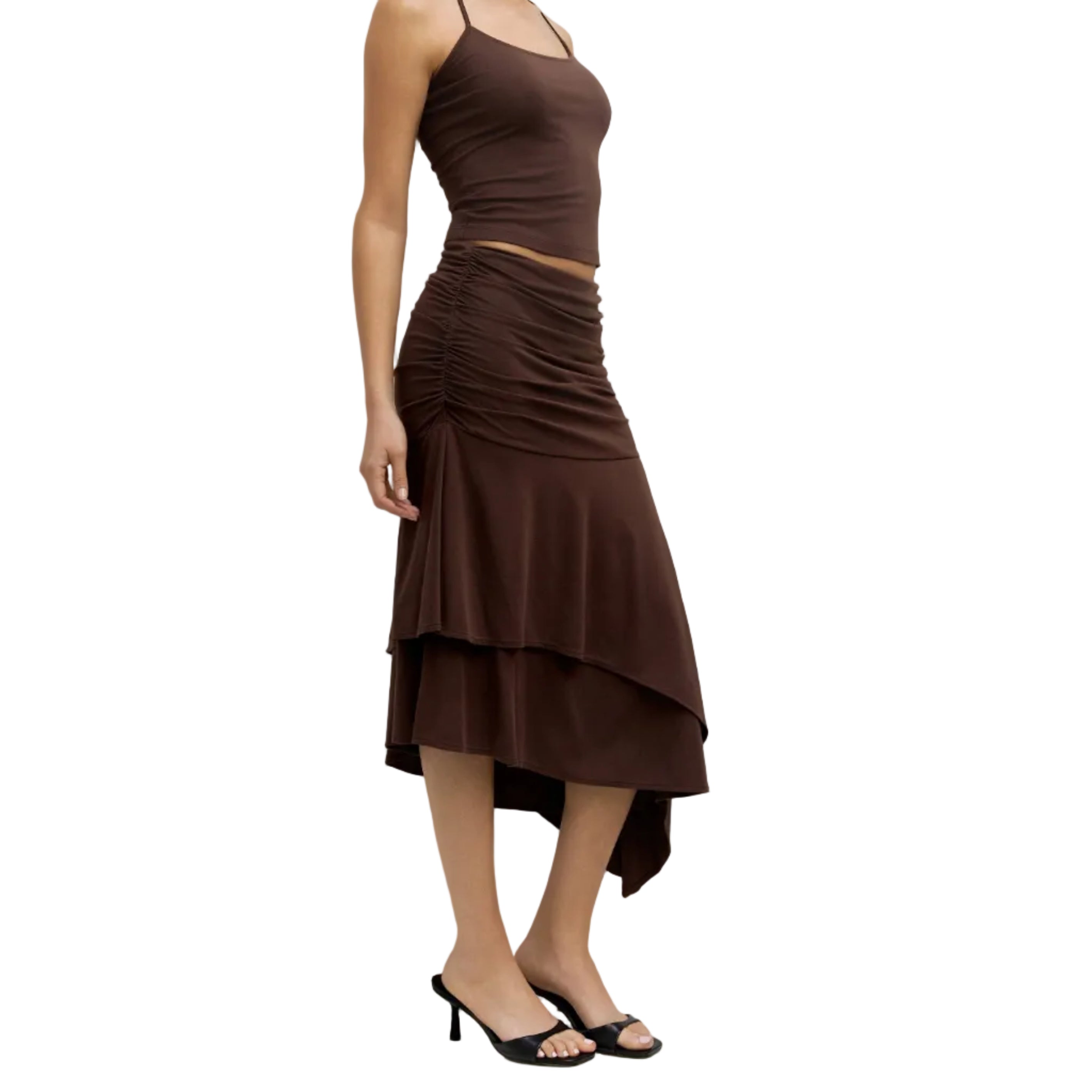 The Crystal Skirt | Ruched Asymmetrical Knit Skirt