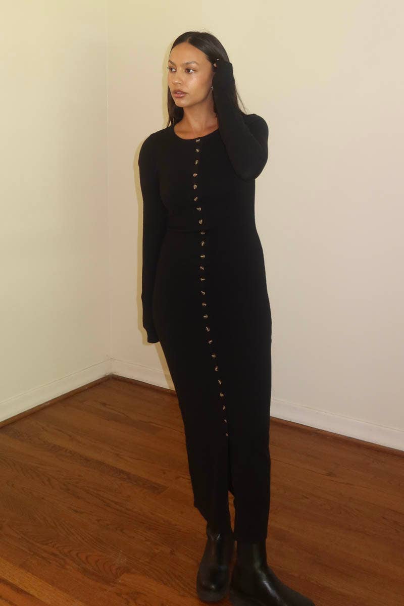 Boat Neck Sweater Maxi Dress