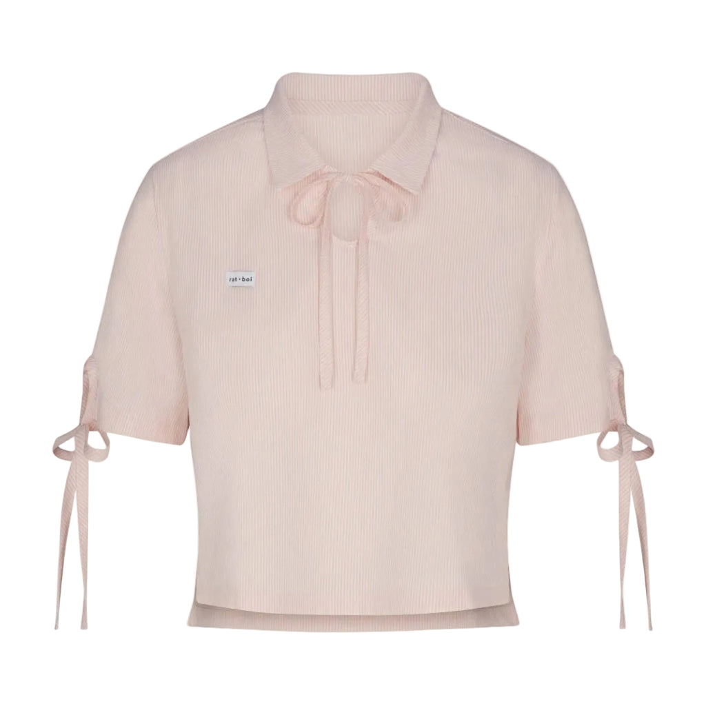 TIE POLO IN BLUSH STRIPE
