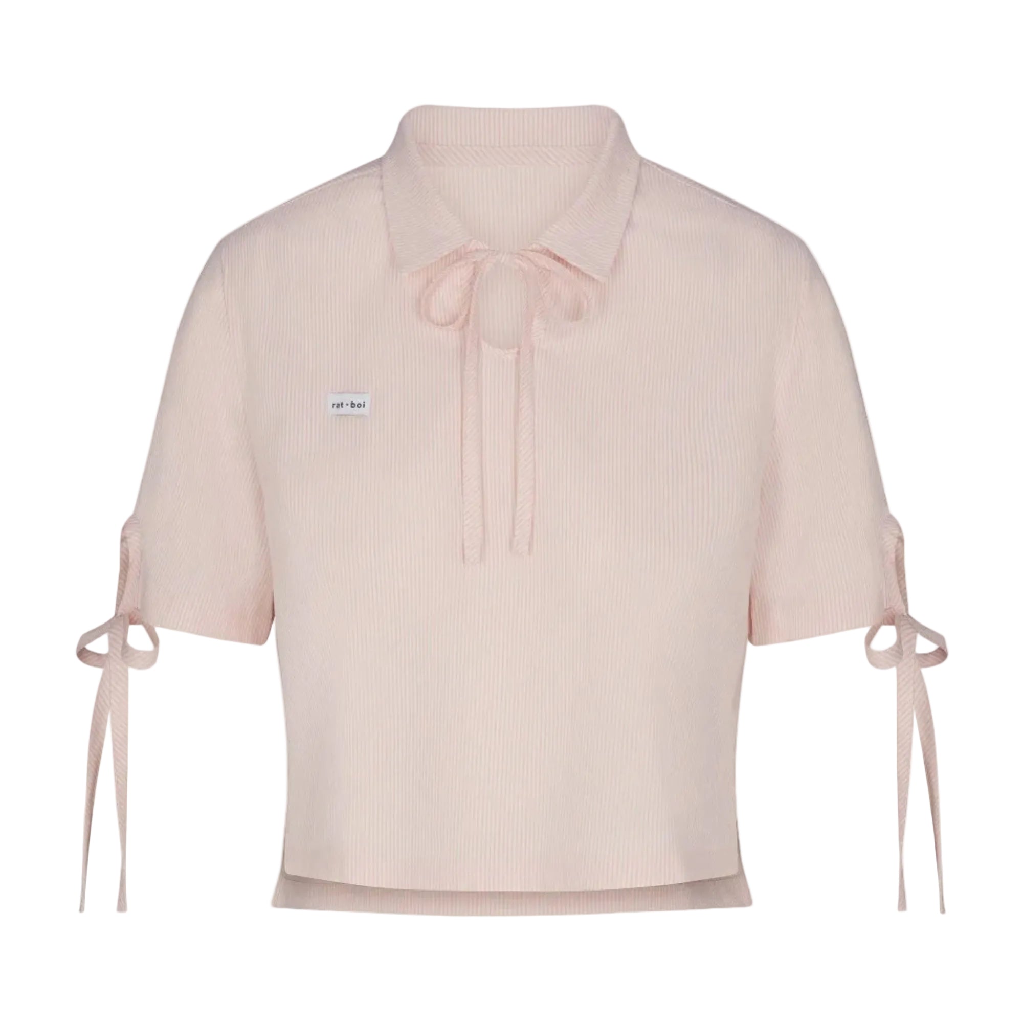 TIE POLO IN BLUSH STRIPE