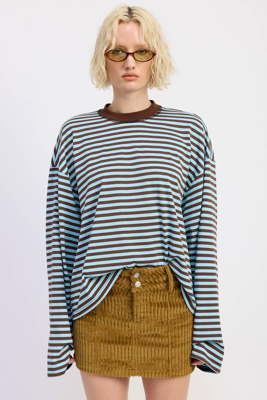 OVERSIZED STRIPED BASIC TOP