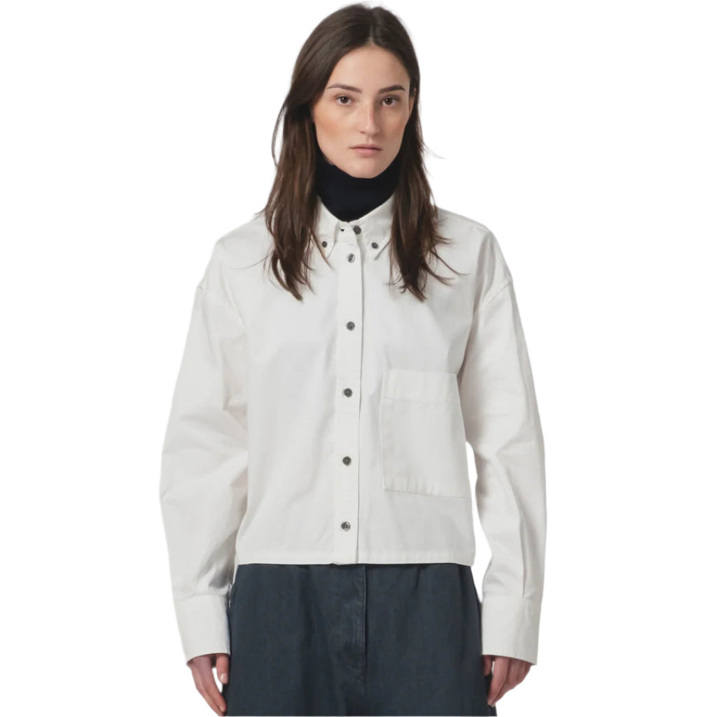 G.o.D Cubic Shirt Fine Broken Twill Milk