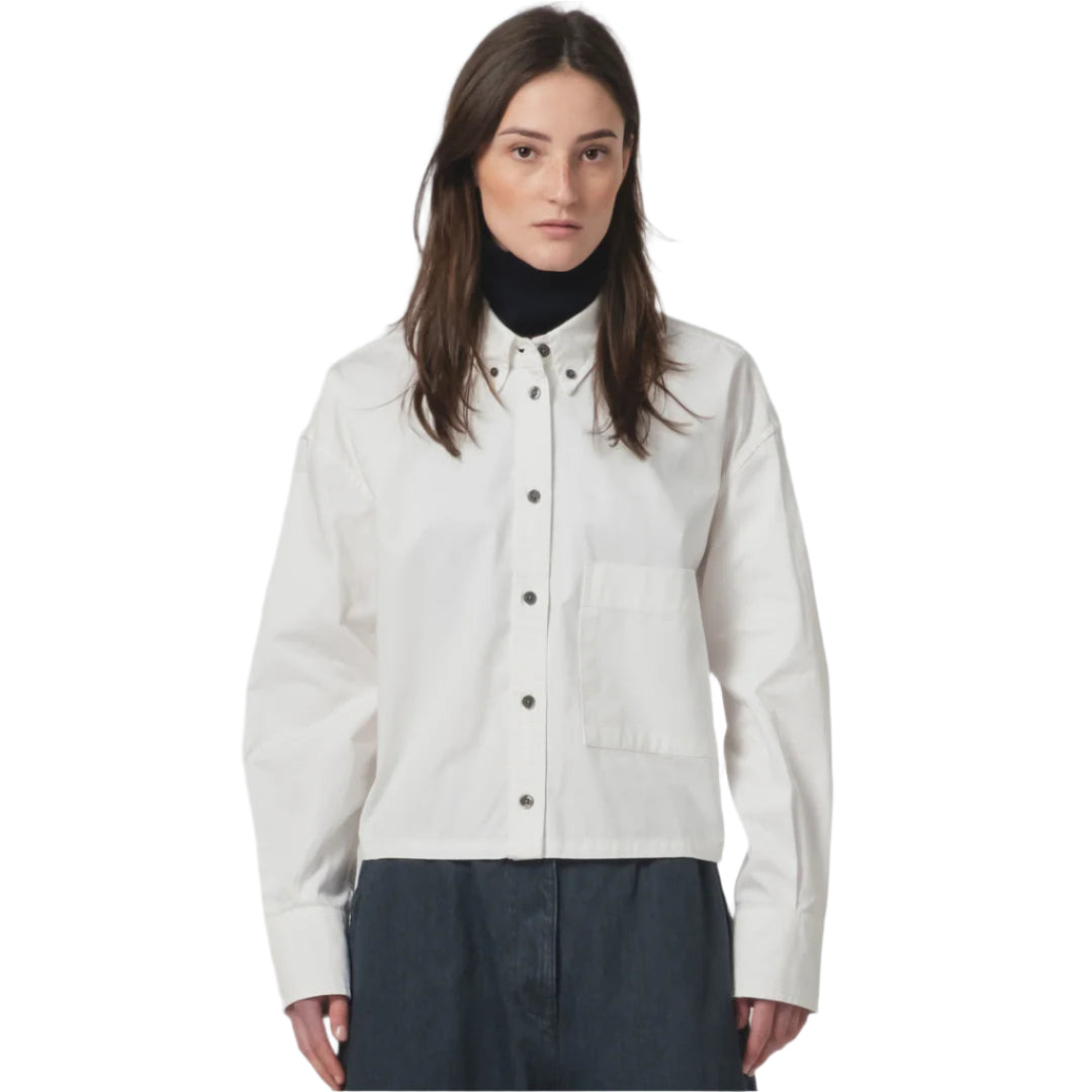 G.o.D Cubic Shirt Fine Broken Twill Milk