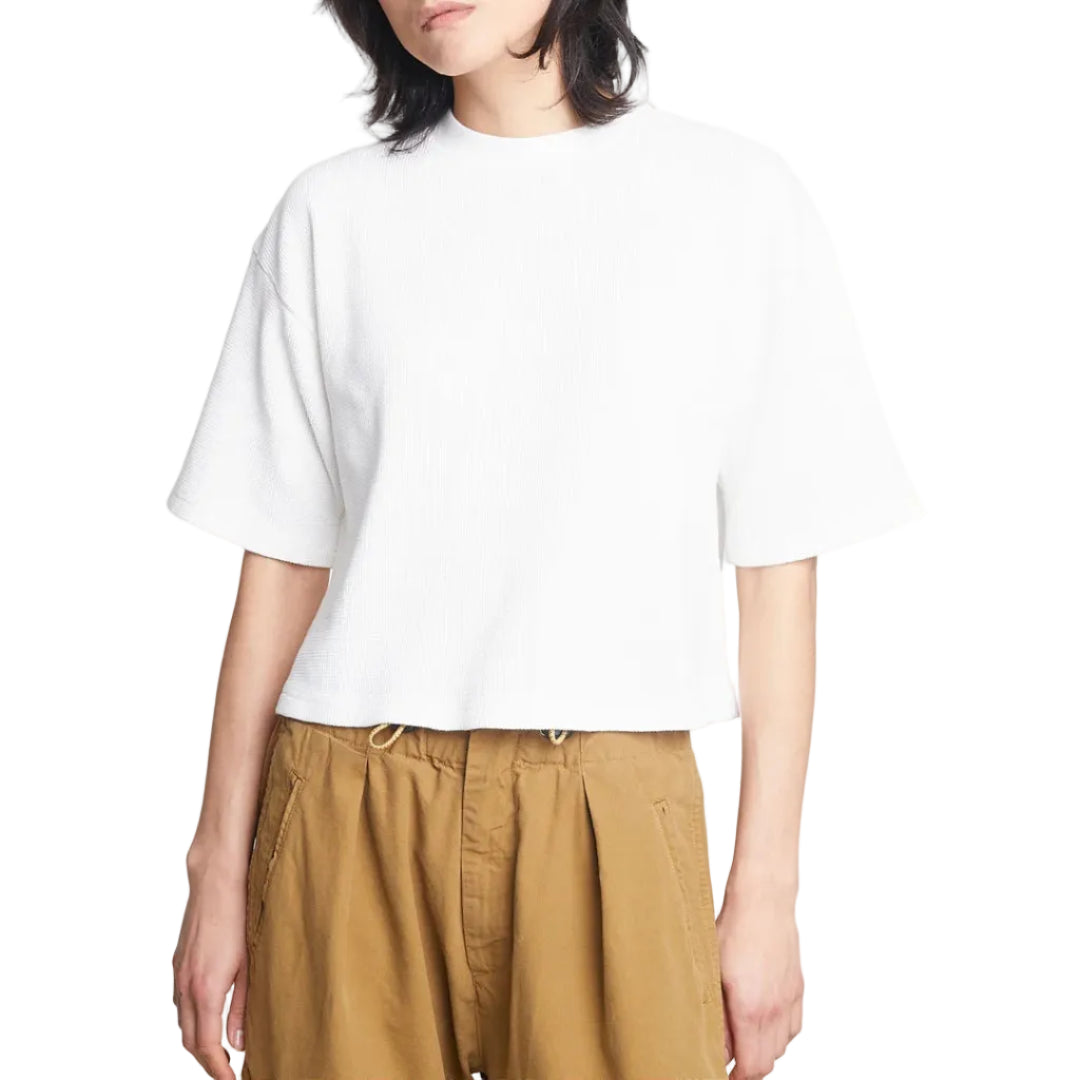 Big T Cropped Waffle Jersey - Off White
